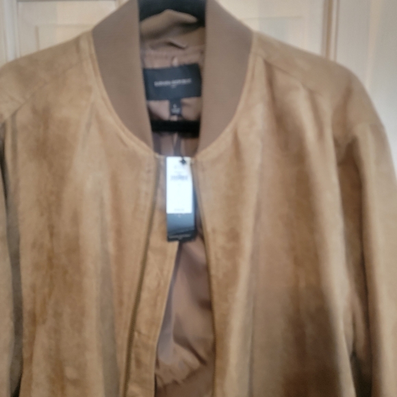 NWT Mens SZ L Banana Republic Vegan Suede Jacket Coat Light Brown Preppy - Picture 12 of 13